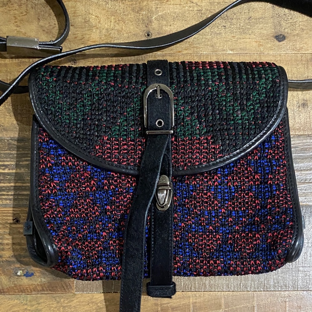 Proenza Schouler Black, Red, and Blue Woven Crossbody Bag Navajo inspired